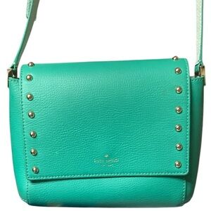 Kate Spade New York Sanders Pl. Avva Teal Leather  Studded Crossbody Bag